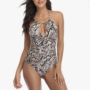 Women One Piece Swimsuit Tummy Control Bathing Suit Swimwear Python Plus XXL